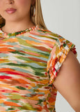Printed Ruffle Trimmed Top