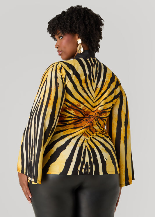 Printed Tie Neck Top
