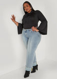 Bell Sleeved Tie Neck Top