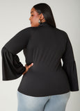Bell Sleeved Tie Neck Top