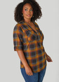 Plaid Zip Front Top