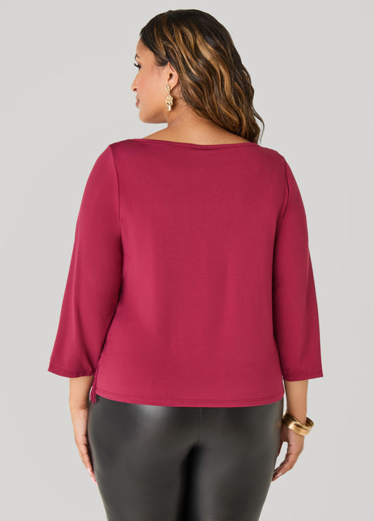 Fringed Stretch Knit Top