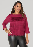 Fringed Stretch Knit Top