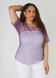 Plus SizeCrystal Embellished Fishnet Tee