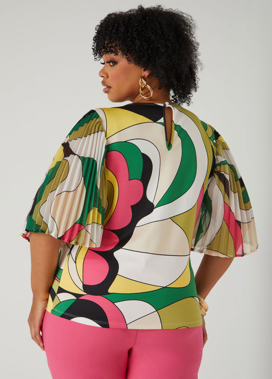 Pleated Paneled Abstract Top