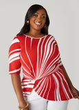 Plus Size Knotted Swirl Print Top
