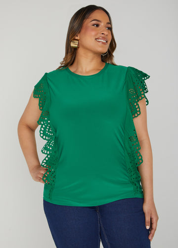 Eyelet Sleeved Jersey Top