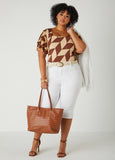 Tiered Sleeve Geo Print Top