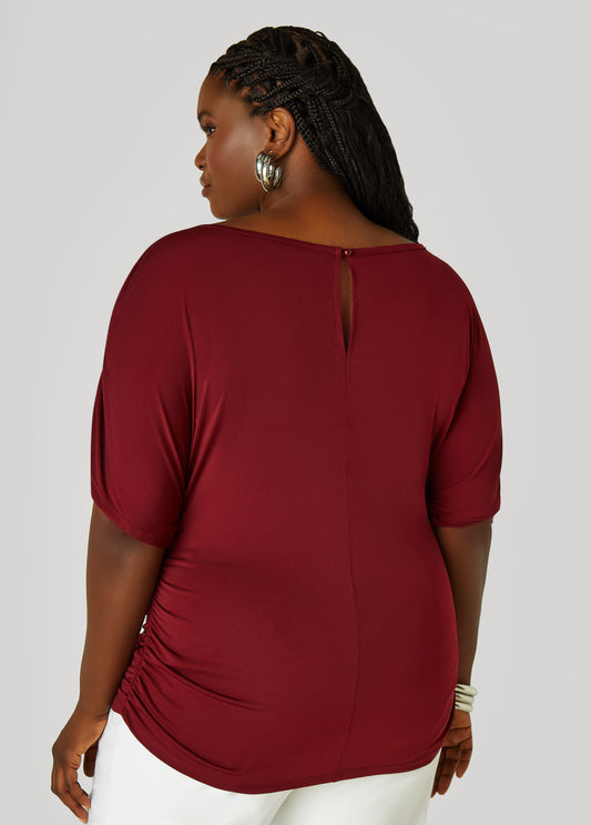 Ruched Stretch Knit Top