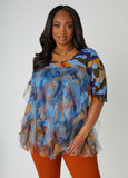 Plus Size abstract mesh top plus size knit tops plus size fashion top
