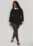 Mesh Paneled Peplum Top