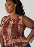 Net Paneled Iconic Print Mesh Tee