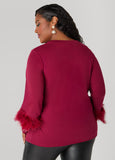 Feather And Faux Pearl Terry Top