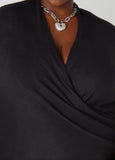 Faux Wrap Hacci Knit Top