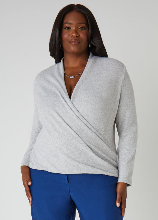 Faux Wrap Hacci Knit Top