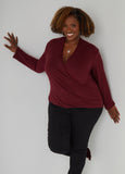 Faux Wrap Hacci Knit Top