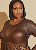 Metallic Stretch Mesh Tee