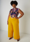 Printed Mesh Mock Neck Top
