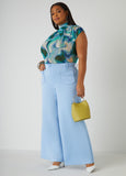 Printed Mesh Mock Neck Top