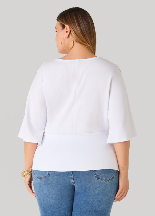 V Neck Stretch Crepe Top