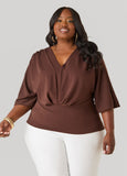 V Neck Stretch Crepe Top