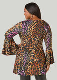 Leopard Print Front Split Tunic