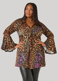 Leopard Print Front Split Tunic