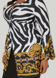 Zebra Print Front Split Tunic