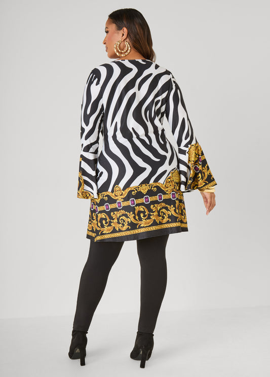 Zebra Print Front Split Tunic