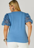 Ruffled Mesh Paneled Top
