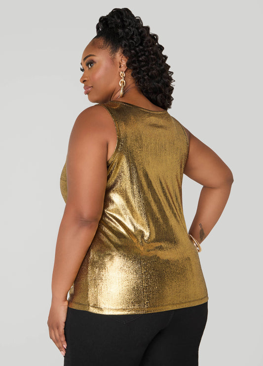 Foiled Textured Knit Tank