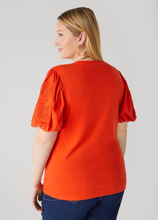 Appliqued Puff Sleeved Tee