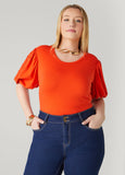 Plus Size Appliqued Puff Sleeved Tee
