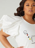 Poplin Paneled Jersey Graphic Tee