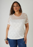 Sequined Floral Mesh Top