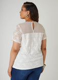 Sequined Floral Mesh Top