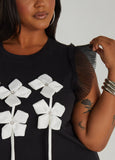 Paneled Bow Embellished Top