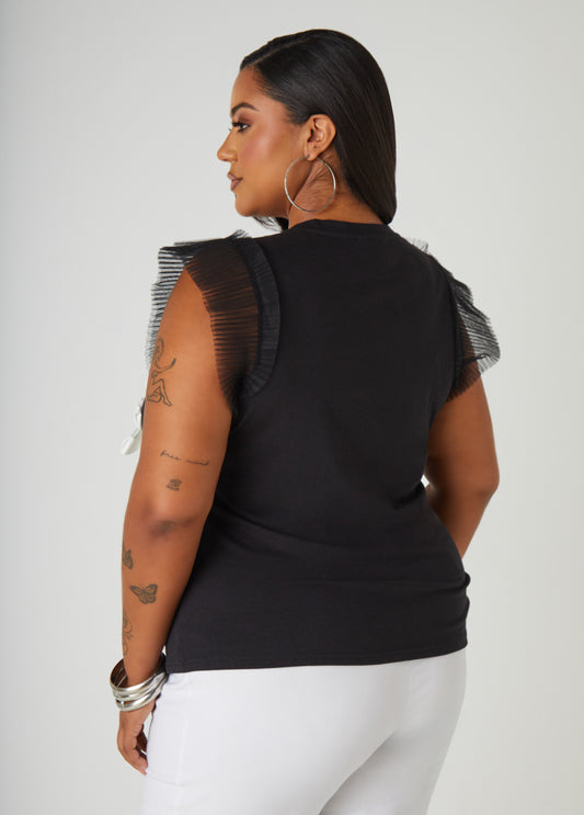 Paneled Bow Embellished Top