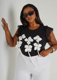 Plus Size Paneled Bow Embellished Top