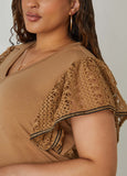 Crochet Sleeved Jersey Top
