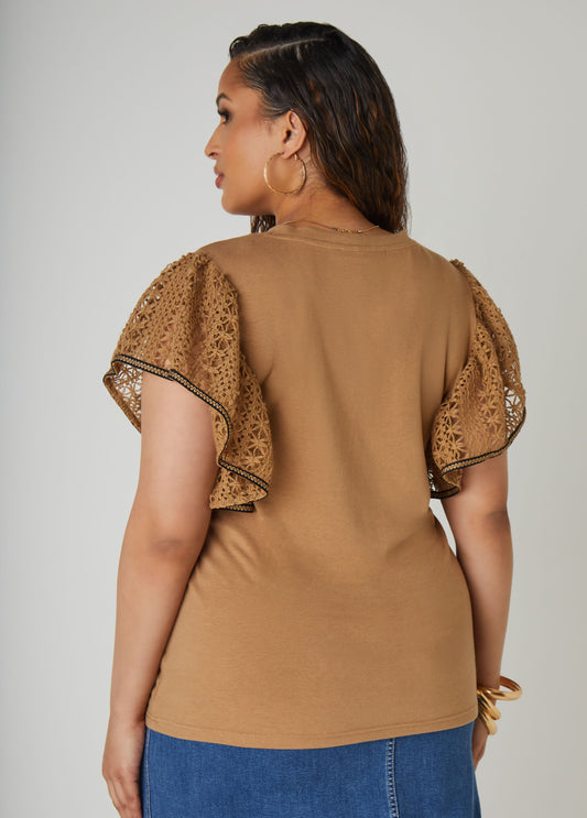 Crochet Sleeved Jersey Top