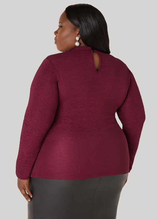 Textured Mock Neck Top