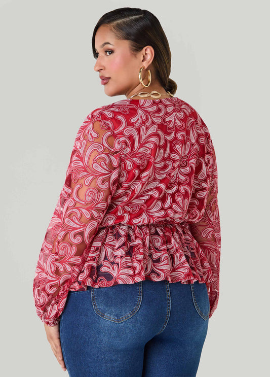 Paisley Faux Wrap Top