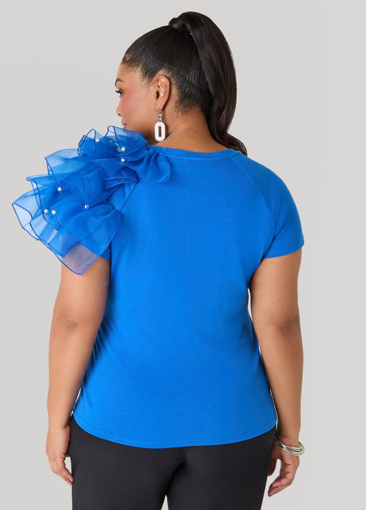 Slay Embellished Ruffled Tee