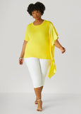 Satin Paneled Stretch Knit Tee
