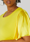 Satin Paneled Stretch Knit Tee