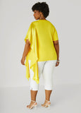 Satin Paneled Stretch Knit Tee