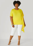 Plus Size Satin Paneled Stretch Knit Tee