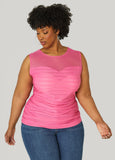 Striped Mesh Paneled Top