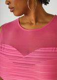 Striped Mesh Paneled Top